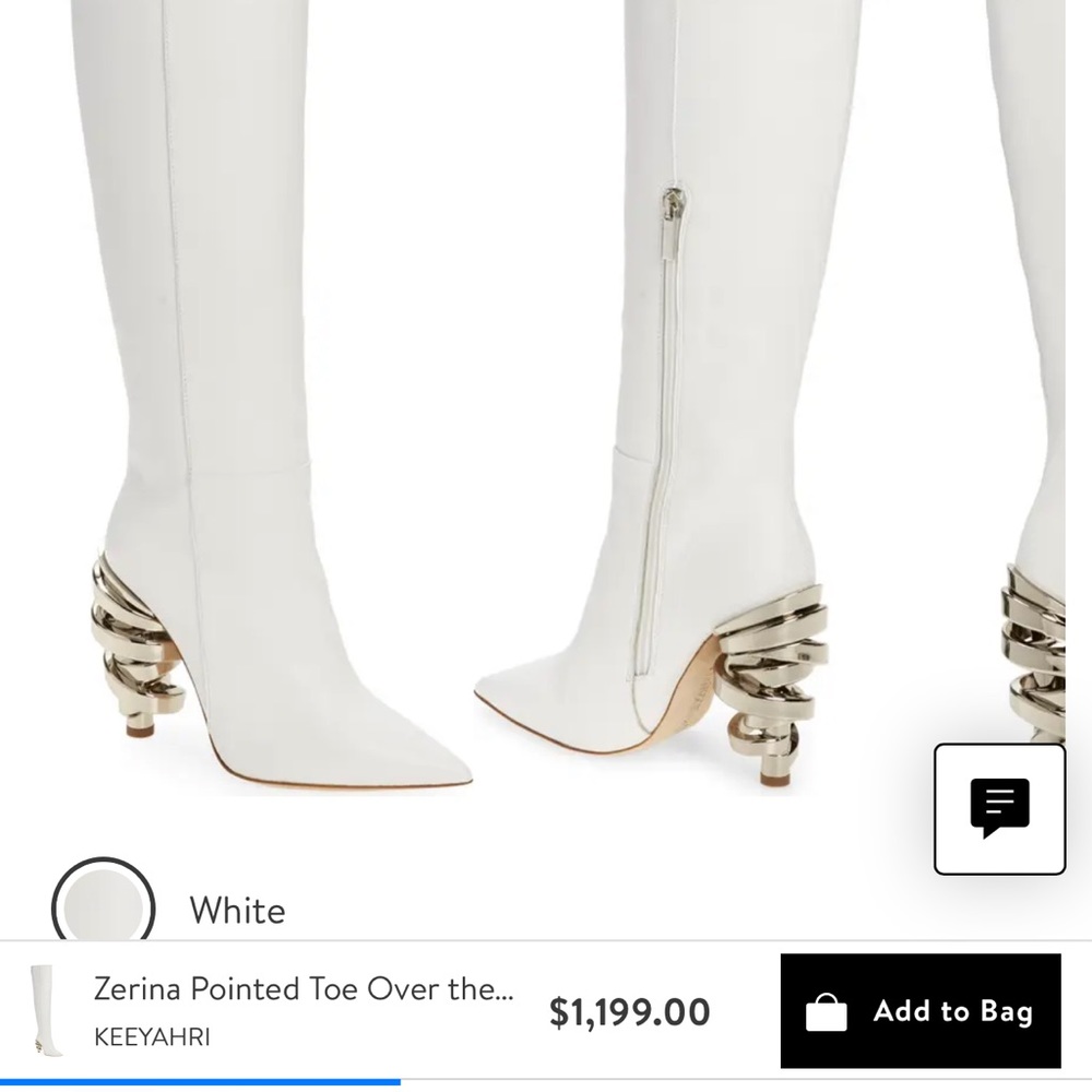 Keeyahri White Pointed Heeled Boots - Picture 13 of 14